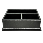 Amenity Services Black Leatherette Top Stitched Caddy